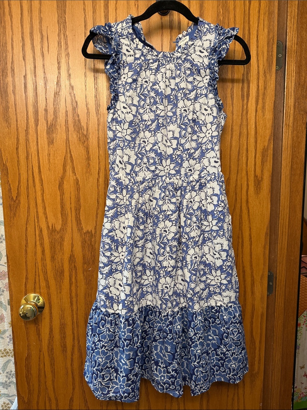 J. Crew Blue and White Floral Midi Dress